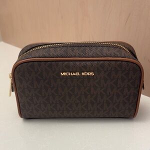 Michael Kors Brown Logo Toiletry Bag